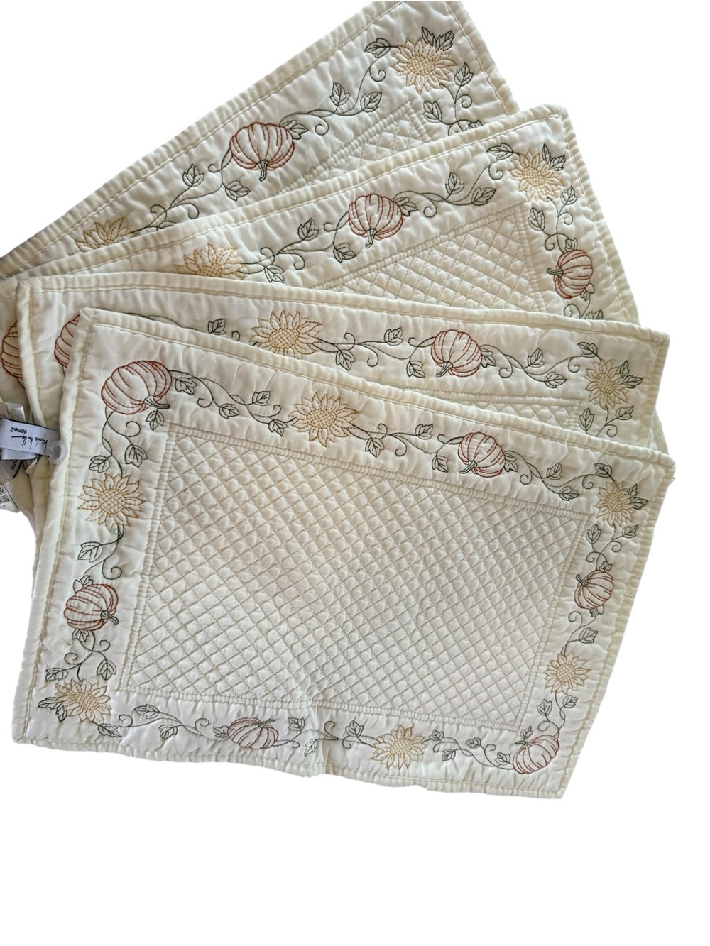 Nicole Miller Home Fall Pumpkin Sunflower Quilted Placemats Set of 4